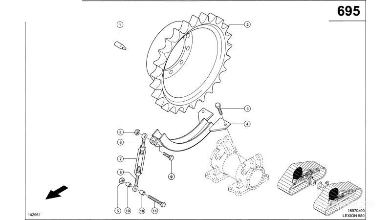 Claas Lexion 580 PODPARCIE  0007562260 (Półgąsienica stalowa; koło gwi 0007562260 sprocket for Claas Lexion 580 grain harvester