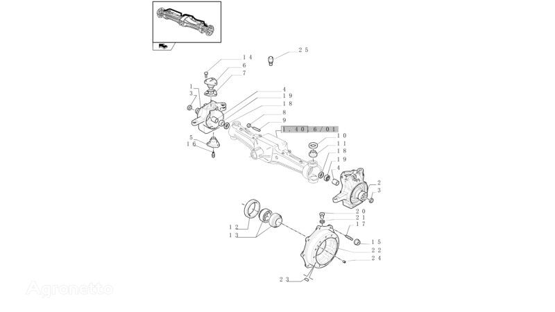 محور التوجيه المفصلي 87332318 لـ جرار بعجلات New Holland T6010