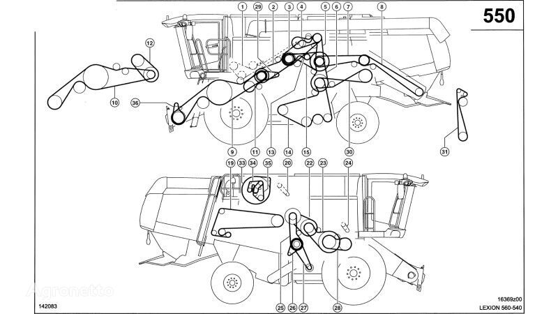 حزام التوقيت Claas Lexion 560 PASEK KLINOWY  0003524030 (Elementy napędu) 0003524030 لـ ماكينة حصادة دراسة Claas Lexion 560