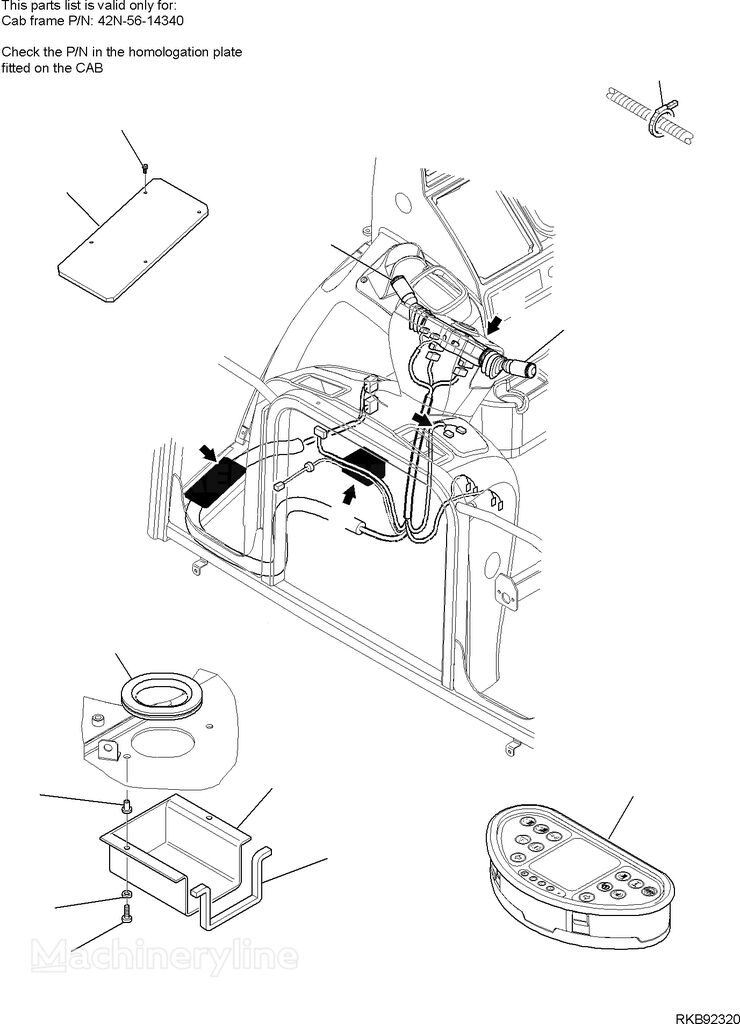 دسته راهنمای خودرو Komatsu WB93, WB97 42N-06-11300, 42N0611300 برای بیل بکهو Komatsu WB93, WB97