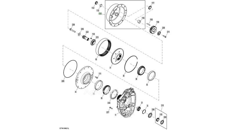 R334386 buje de rueda para John Deere 8245R 8270R 8295R 8320R 8335R 8345R 8370R 8400R