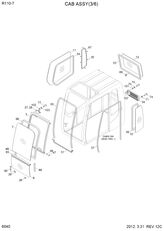 windshield for Hyundai R110-7, R110-7A, R140LC-7, R140LC-7A, R140LC9V, R160LC7, R160LC7A, R180LC7, R180LC7A, R210LC7, R210LC7A, R210LC7H, R210NLC7, R210NLC7A, R215LC7, R250LC7, R250LC7A, R290LC7, R290LC7A, R290LC7H, R300LC7 excavator