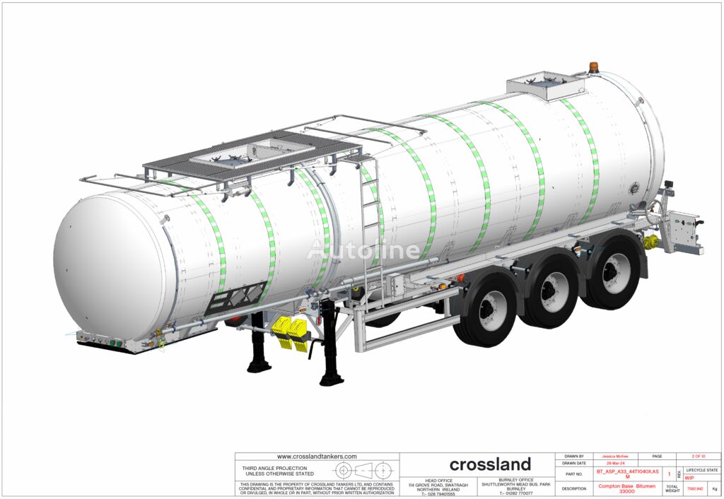 ny Crossland Bitumen ADR Tanker Trailer bitumen tankauflieger