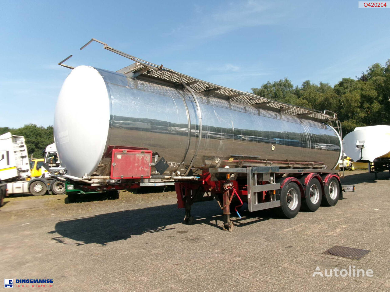 عربة الصهريج لنقل المواد الكيميائية Crane Fruehauf Chemical ACID rubber tank inox 30 m3 / 1 comp