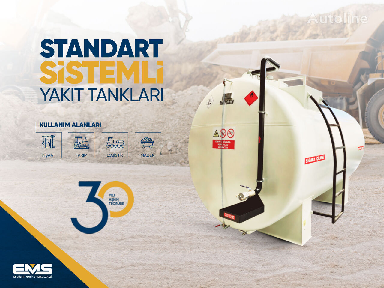 new EMS Tanks 12.000 lt. TEK CİDARLI SİLİNDİRİK DÖKME YAKIT TANKI **SIFIR fuel storage tank