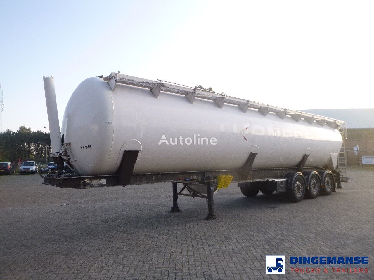 Feldbinder Powder tank alu 65 m3 (tipping) silo tank trailer