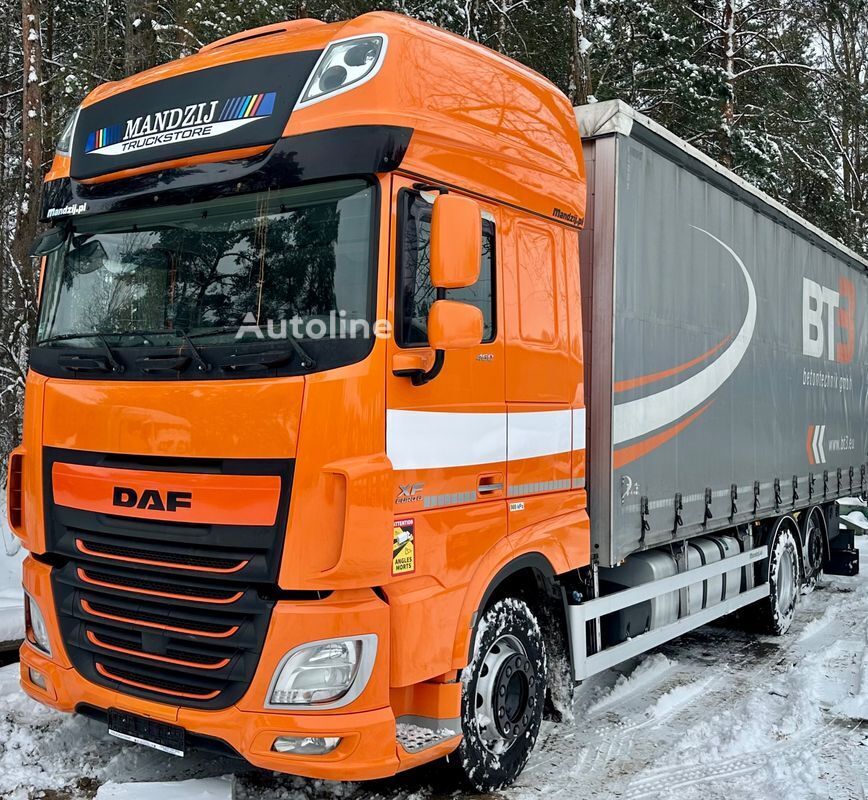 camião de toldo DAF XF460 JUMBO 6×2 OŚ PODNOSZONA JUMBO AUTOMAT NAVI LED LODÓWKA STA