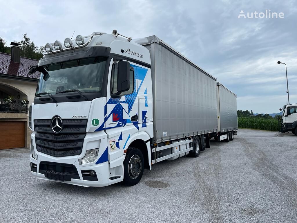 کامیون چادر دار Mercedes-Benz ACTROS 2548 / RETARDER / JUMBO ZUG 120 m3 + تریلر شیبدار