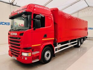 صندوق خلفي مغطى Scania G320 6x2 Rear Lift Sleeper Cab Steel Carrier