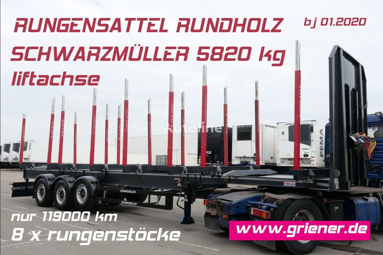 semi-remorque forestier Schwarzmüller Y serie /RUNGENSATTEL HOLZ ECCO STEEL 9to / 8x neuf