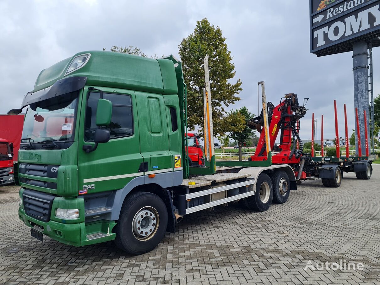 camion transport de lemne DAF CF 460 + remorcă transport de lemne