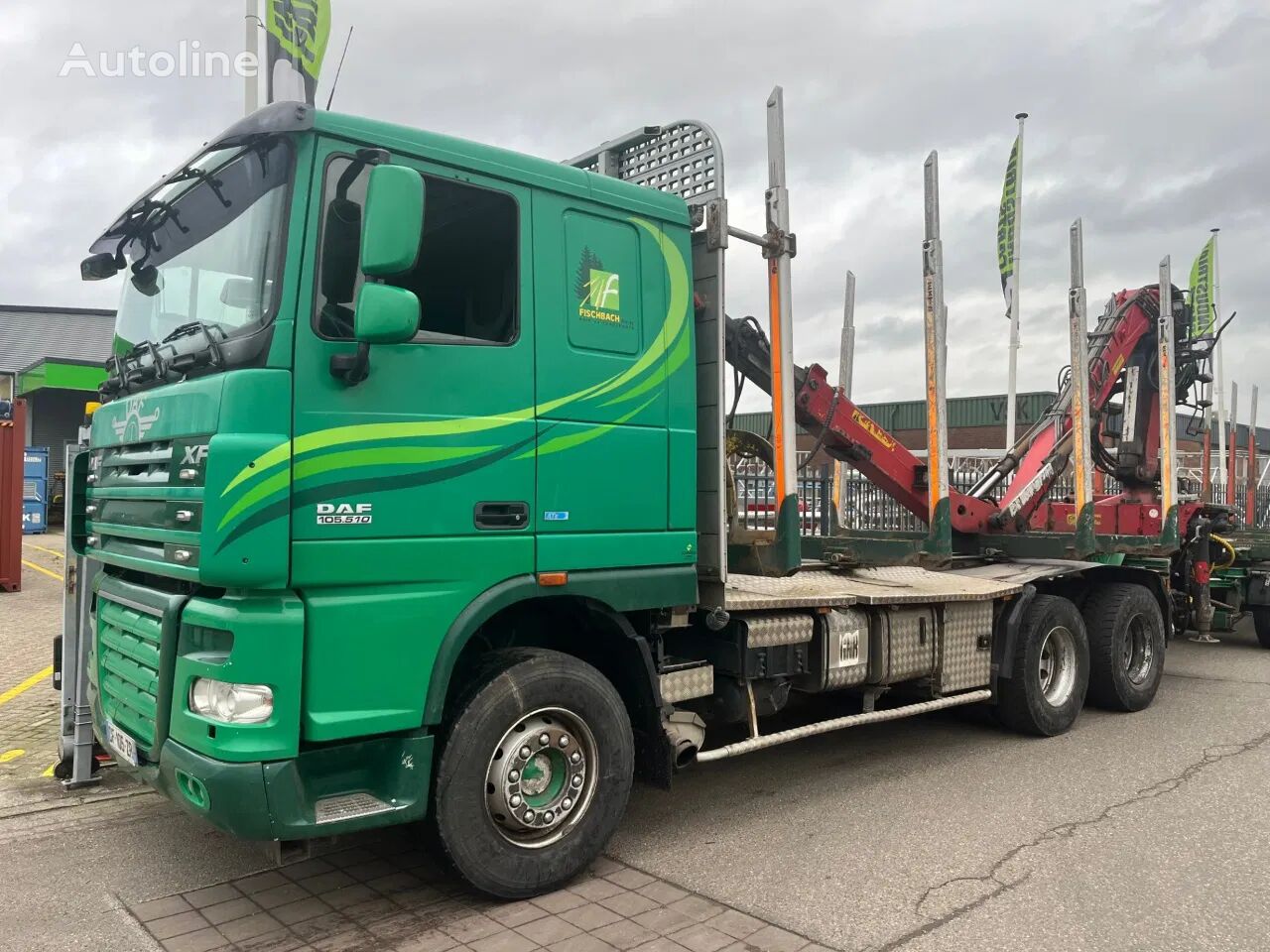 camion forestier DAF XF 105.510 euro 5 * ATE * HIAB LOGLIFT 145Z * 6x4