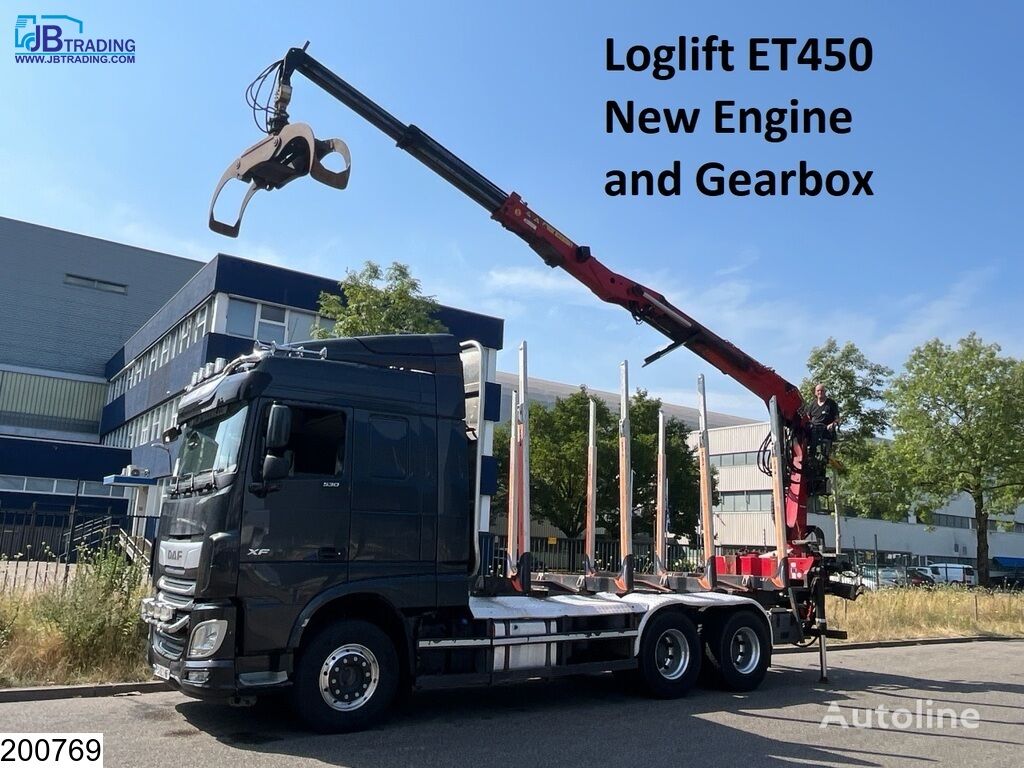 camion trasporto legname DAF XF 530 6x4, Wood transport, Retarder, Loglift ET450