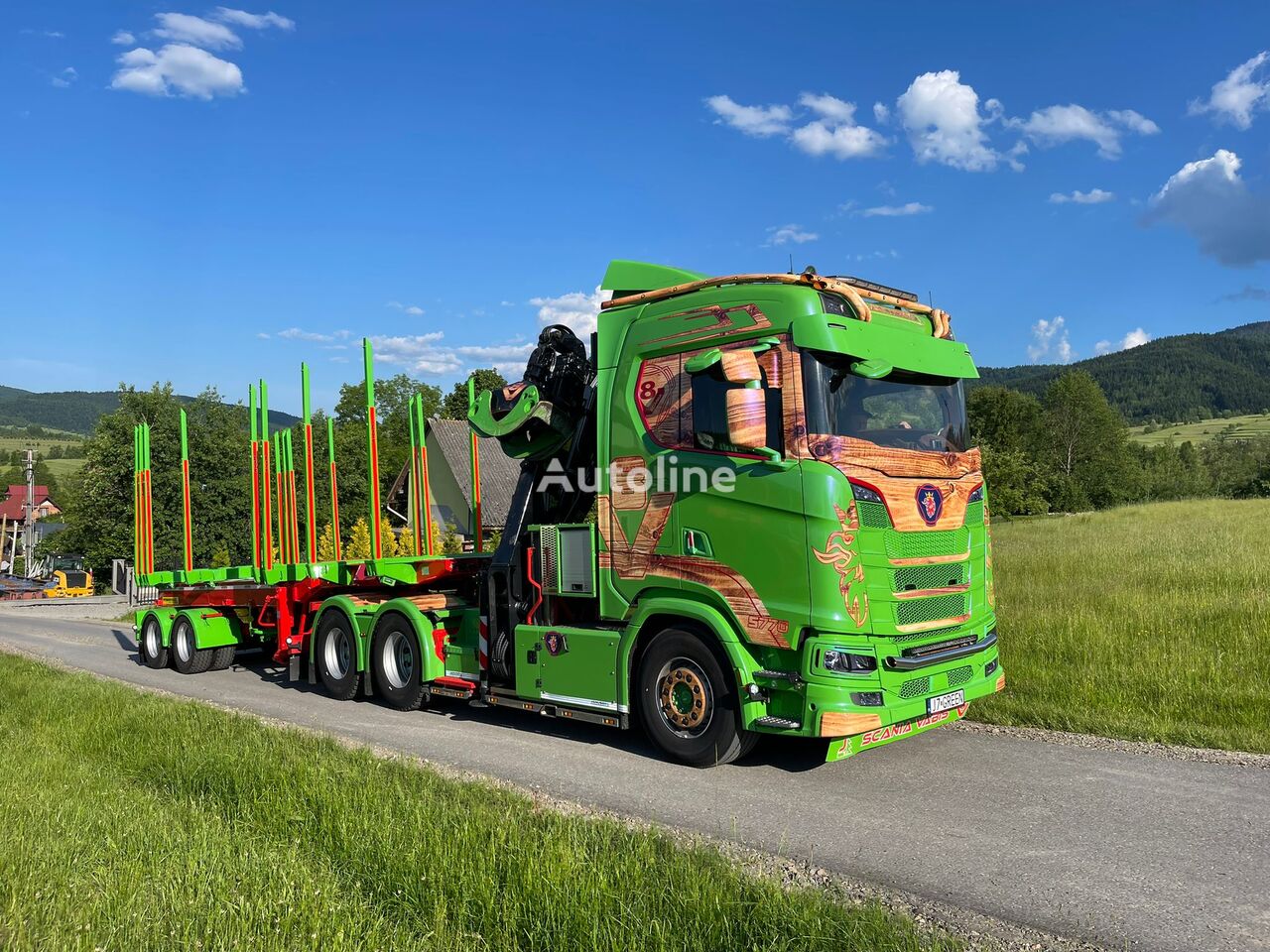 شاحنة نقل الأخشاب Scania + العربات المقطورة شاحنة نقل الأخشاب