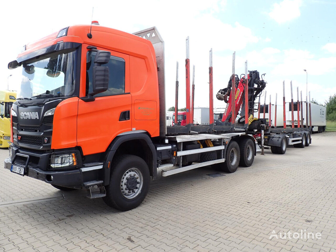 camion transport de lemne Scania G 500 B6x6HZ + remorcă transport de lemne