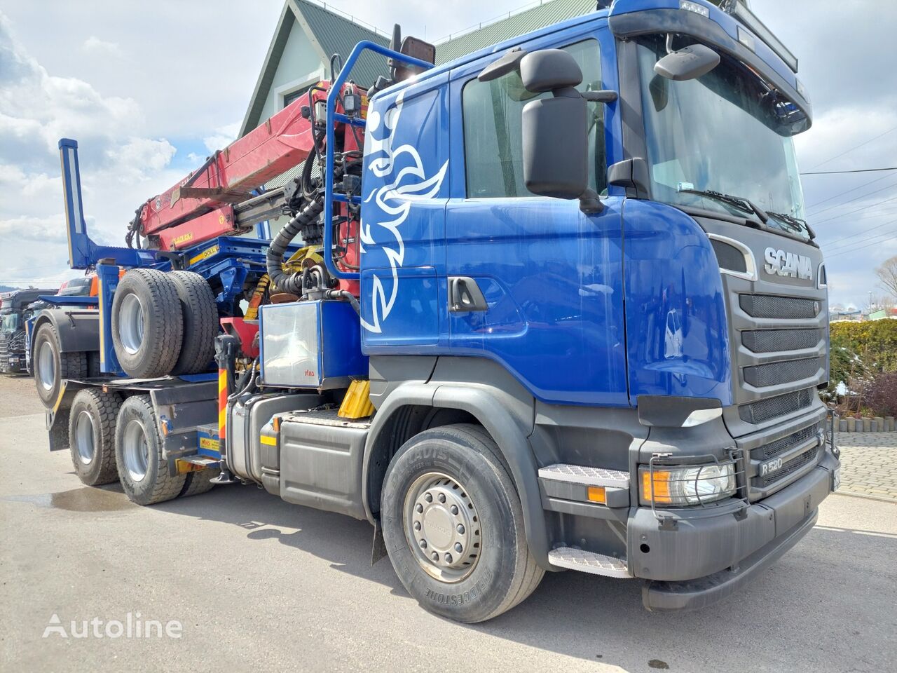 nákladné auto na prepravu dreva Scania R 520 + príves na prepravu dreva