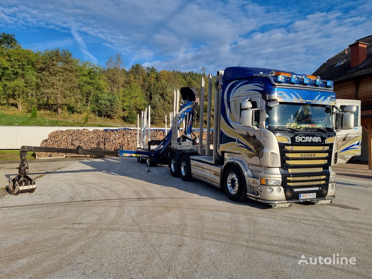 camião de transporte de madeira Scania R500 LB6x4HNB Holz LKW