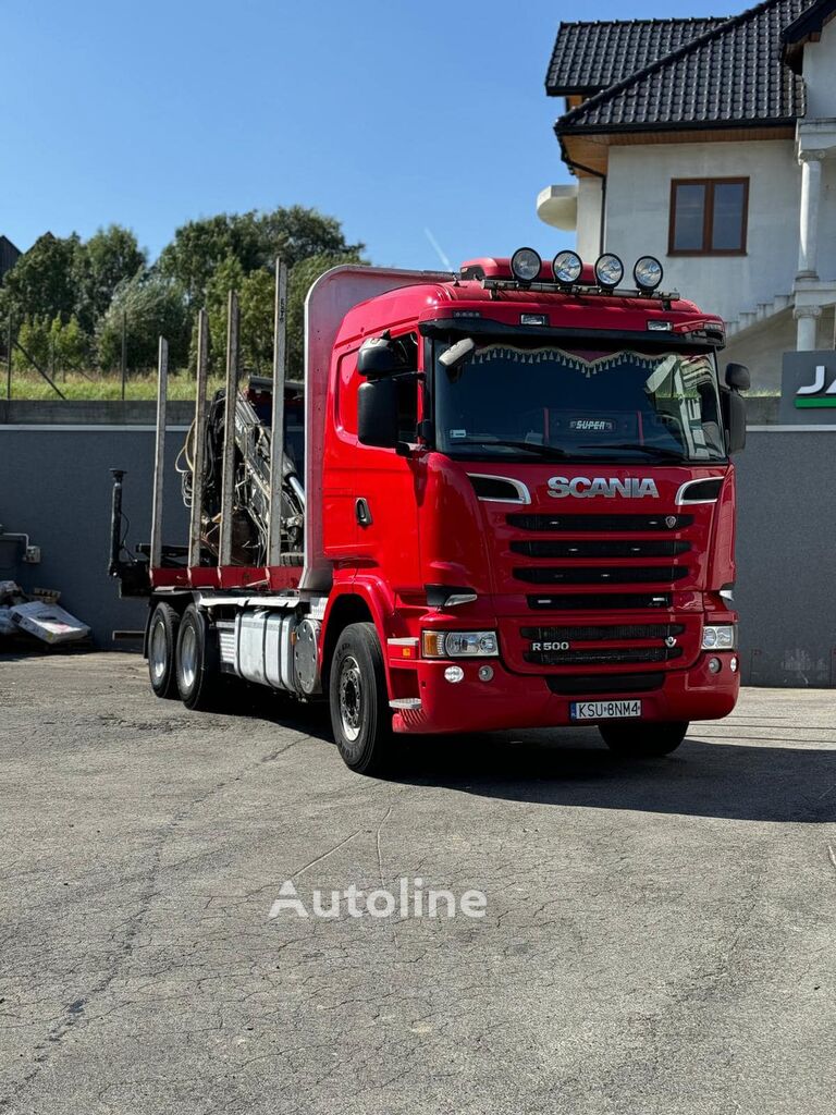 camião de transporte de madeira Scania R500 do drewna do lasu Holztransporte Timber Truck