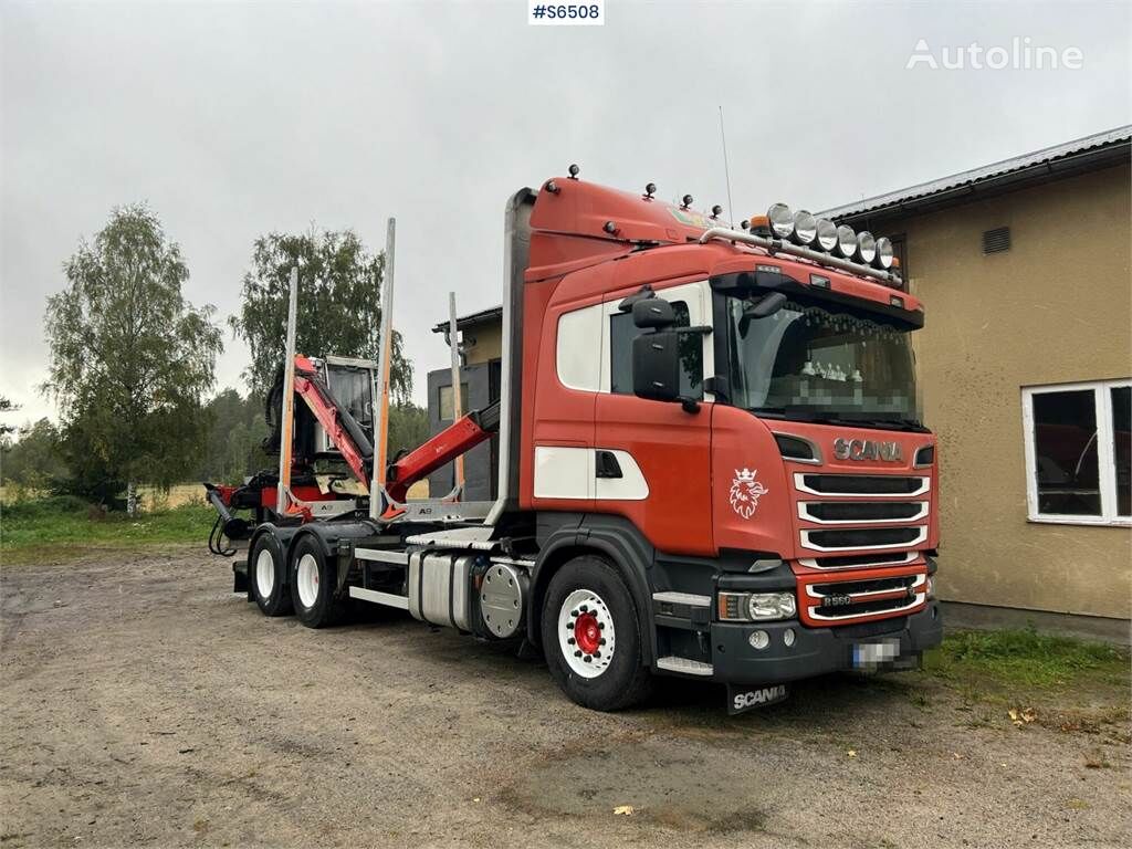 лесовоз Scania R560 Timber Truck with trailer and crane