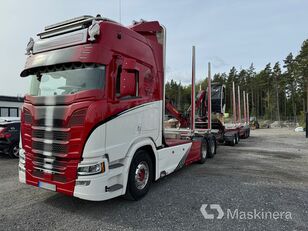 Scania R650B  timber truck + timber trailer