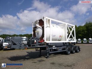 العربات نصف المقطورة شاحنة قلابة HTS 3-axle container trailer (sliding, tipping) + 20 ft ISO silo tan