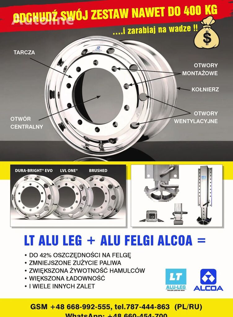 neue Alcoa Aluminiowe Felgi ALCOA UltraOne (Wszystkie modele) LKW Felge