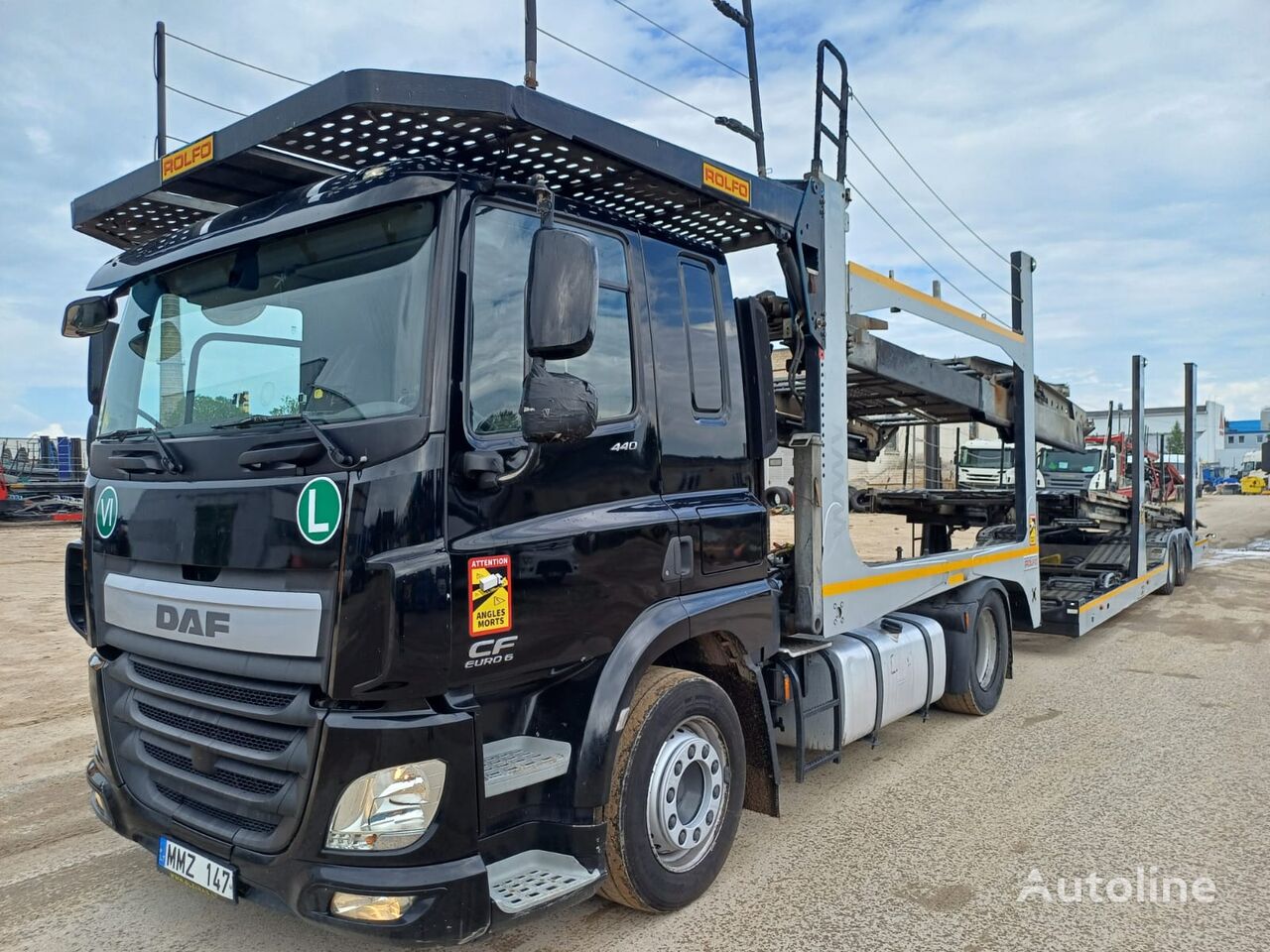 DAF truck tractor + car transporter semi-trailer