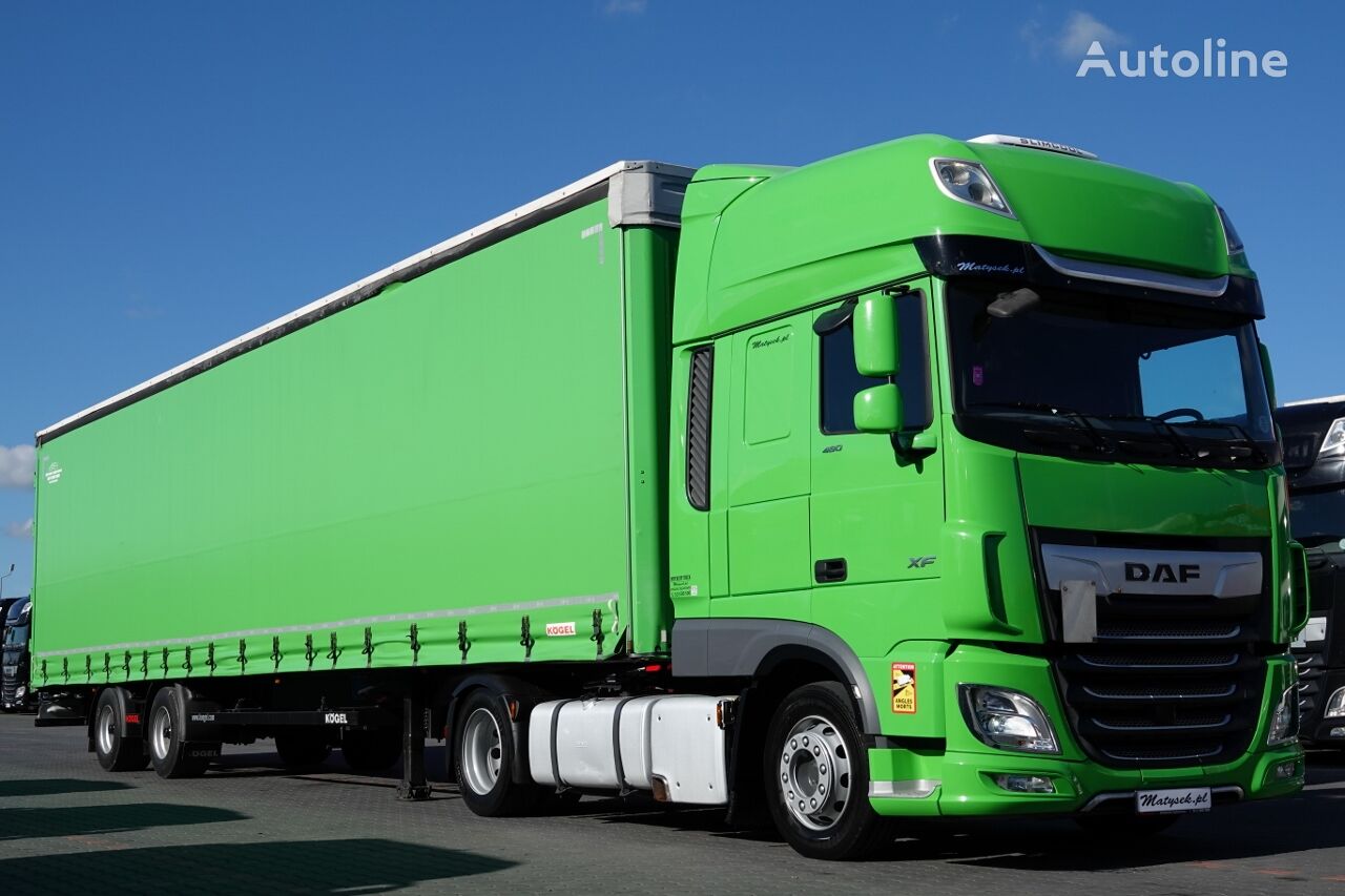 tracteur routier DAF XF 480 + semi-remorque à rideaux coulissants