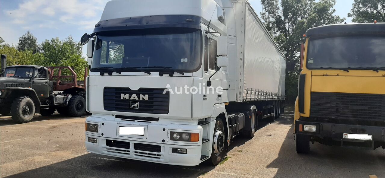 MAN 19364 truck tractor + curtain side semi-trailer