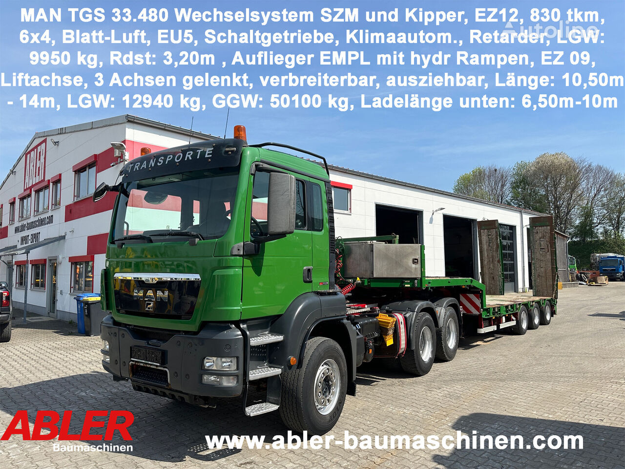 MAN TGS 33.480 Wechselsystem Kipper/SZM Klima  trekkvogn + semitrailer lav