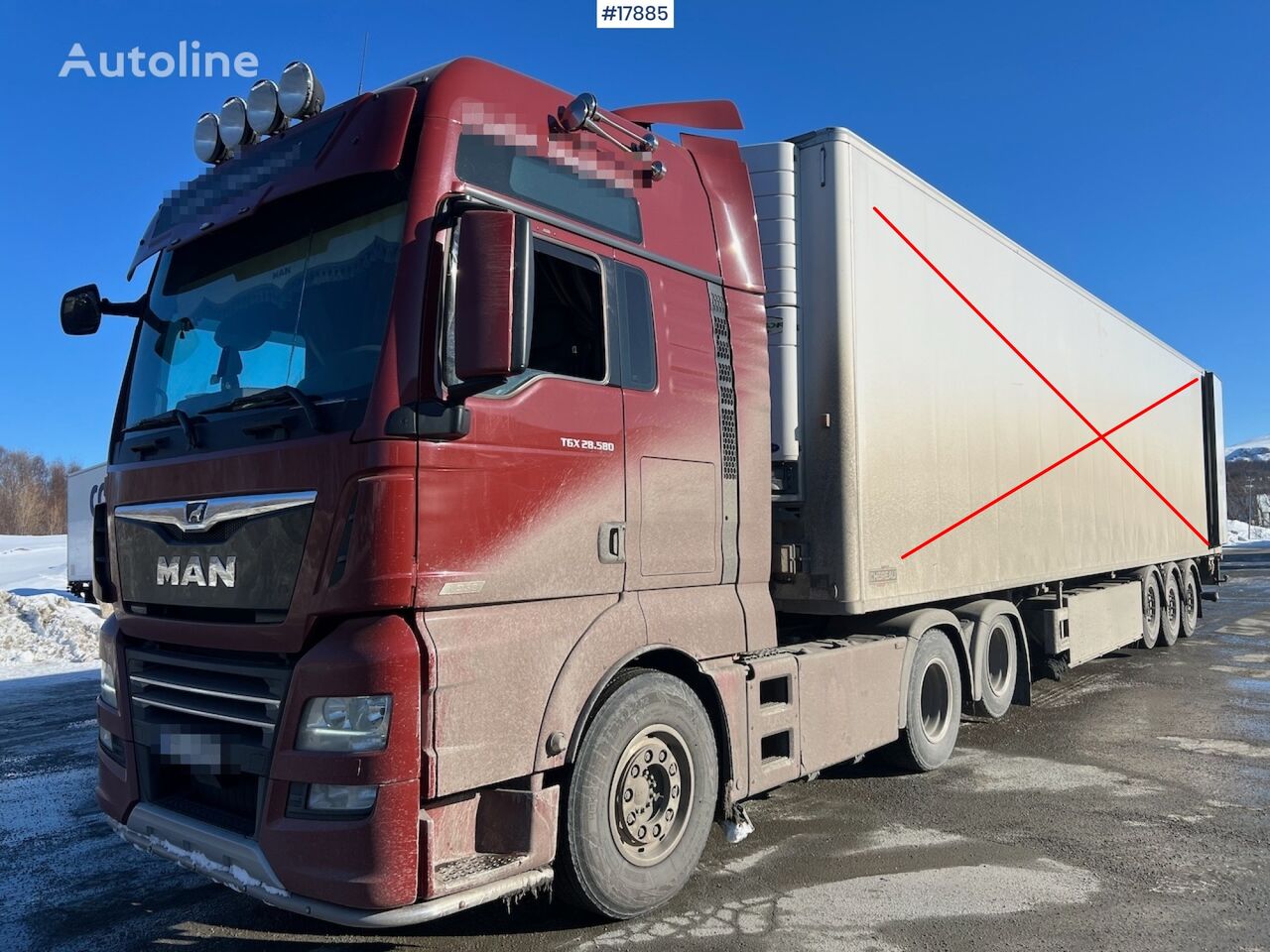 MAN TGX 28.580  truck tractor + closed box semi-trailer