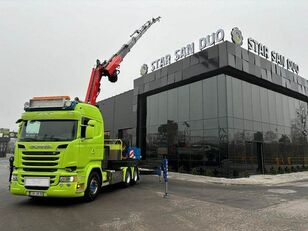 السيارات القاطرة Scania R 520 + العربات نصف المقطورة عربة مقطورة مسطحة