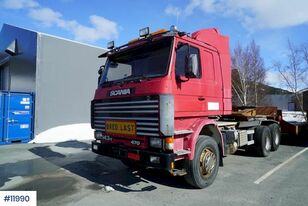 Scania R143H truck w/ 1977 Ohna Machine trailer truck tractor