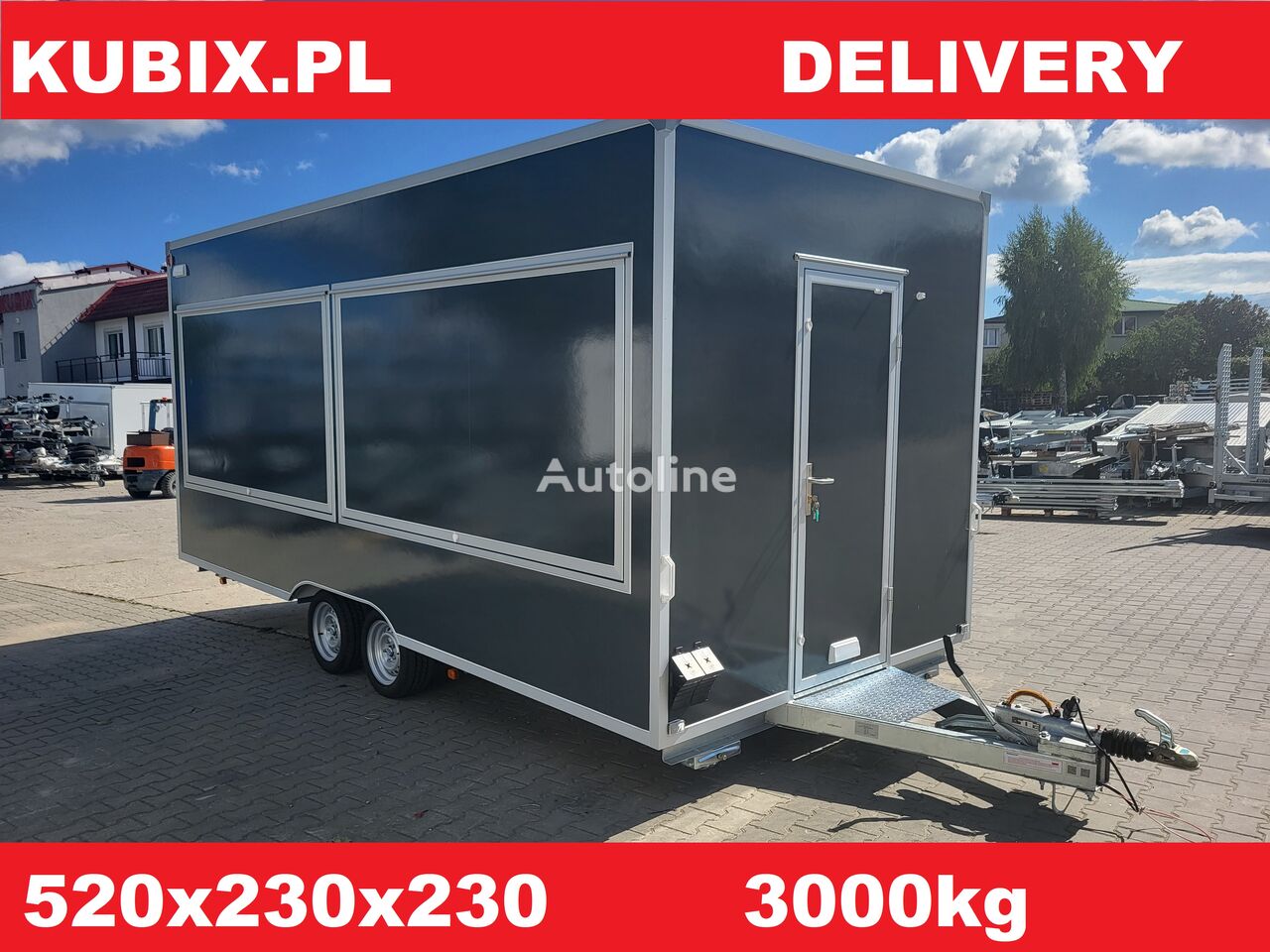 remorcă pentru comerţ Kubix Verkaufsanhänger 520x230x230 3000kg, 3 Klappen nou