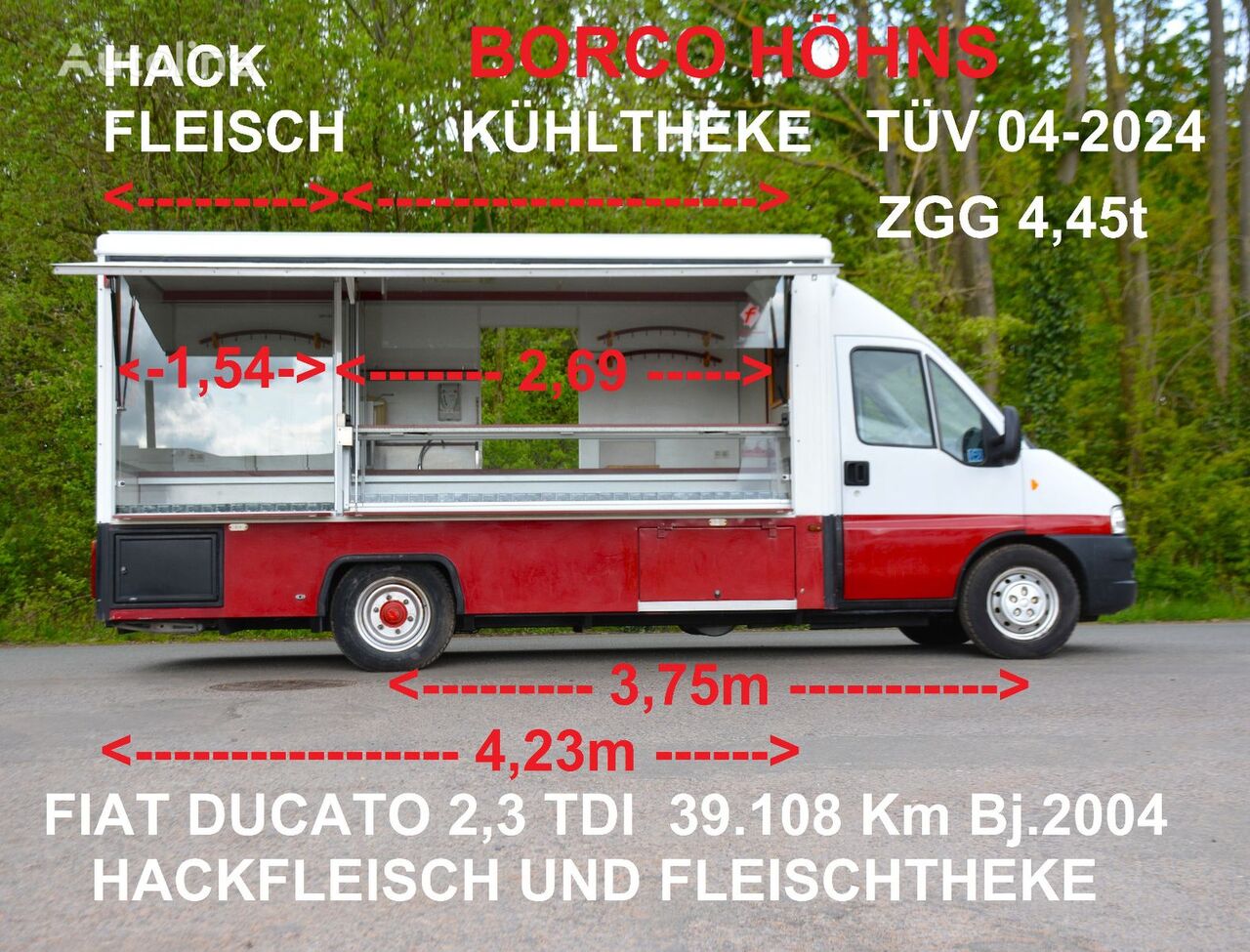 торговый грузовик FIAT DUCATO BORCO HÖHNS FLEISCH +HACKFLEISCH