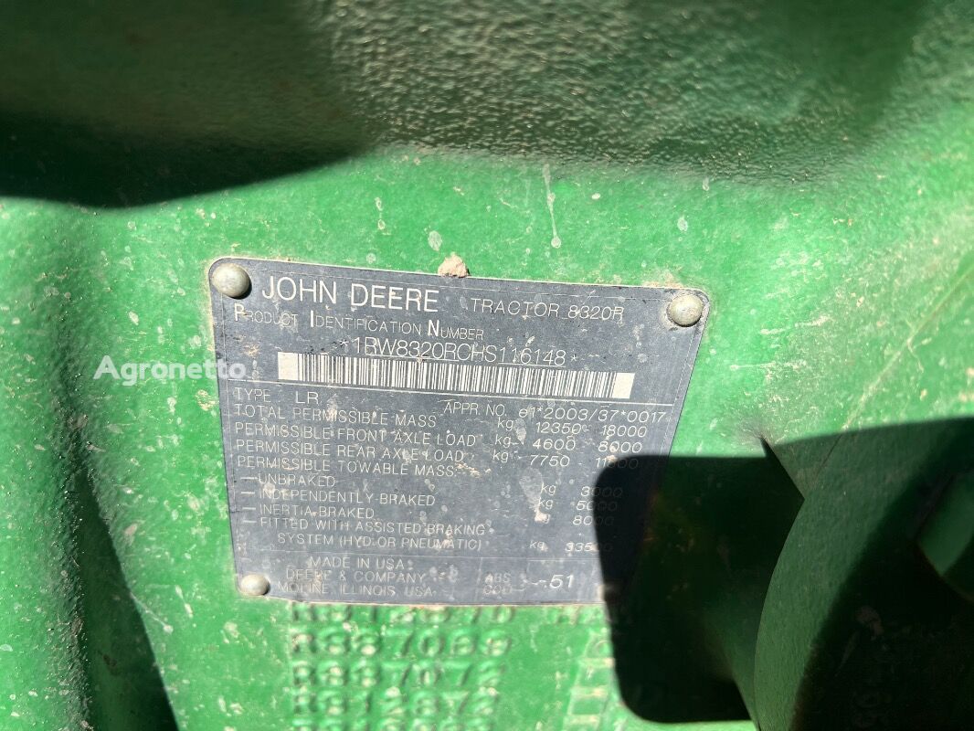 Venta de John Deere 8320 R tractor de ruedas | Agronetto BO John Deere 8320 R tractor de ruedas - Agronetto