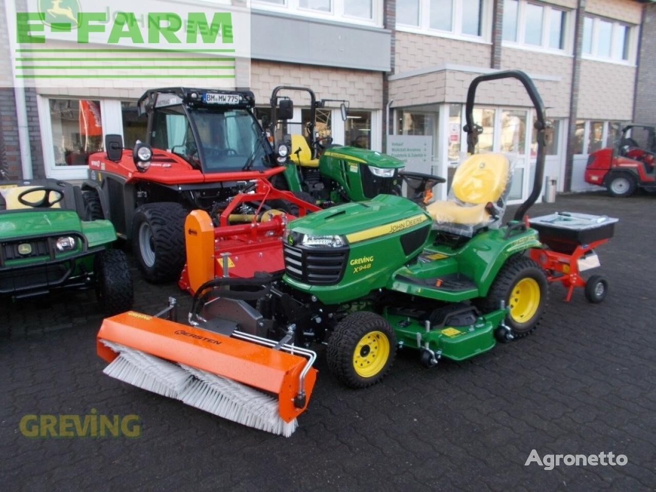 trattore gommato John Deere x948 kehrmaschine streuer